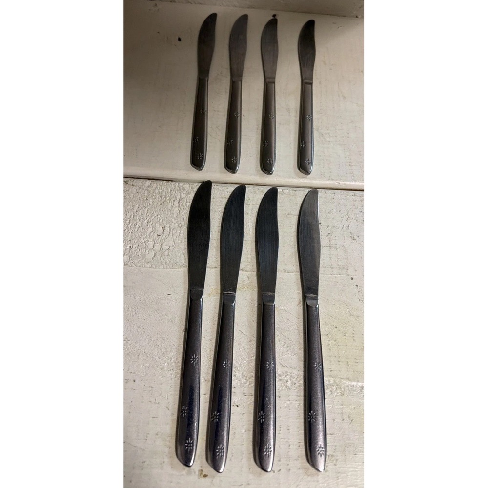 Set of 8 Superior NIGHT SKY pattern stainless oval place Butter Knives